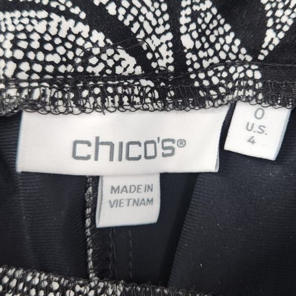 Chico's Black and White Leaf Print Pants Womens Size 4 (Chico's Size 0) - Picture 3 of 4